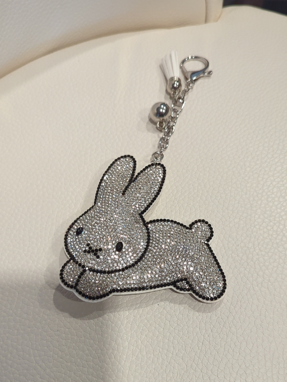Sparkling Silver Bunny Keychain Charm